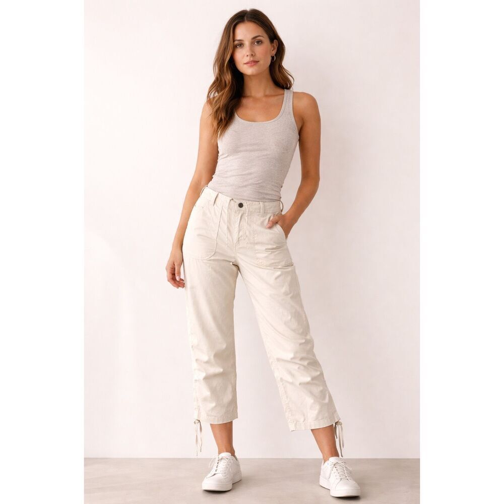 Abercrombie 25 Issue Cargo Pants Cream Cropped Womens Size 6